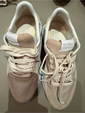 Hogan Beige/Tan Suede & Leather Lace-Up Sneakers
